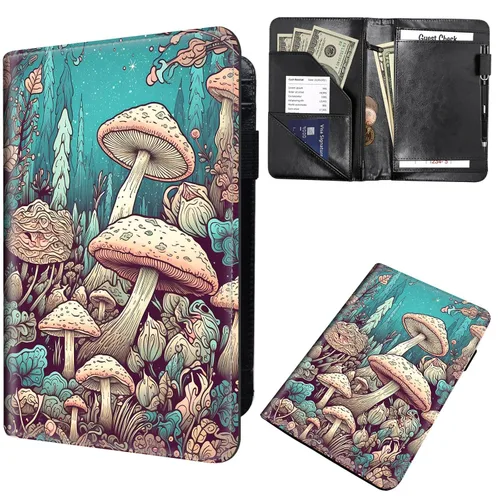 Miniatura 38 de Libros de mesero para camarera, cartera de cuero para camarero con cremallera, soporte para recibos, para camarero, camarero, accesorios