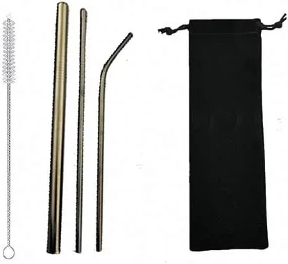 Miniatura 9 de 7 popotes de metal para beber con 2 cepillos de limpieza de 8.5 pulgadas, cuchara de barra reutilizable para café helado, bebida congelada, batidos