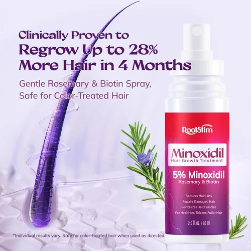 Miniatura 8 de Women's 5% Minoxidil Spray for Hair Growth: 2-Pack RootStim Extra Strength Minoxidil with Rosemary & Biotin for Thinning Hair Regrowth and Fuller