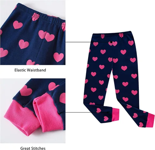 Miniatura 4 de KikizYe Conjunto de pijamas de manga larga para niñas pequeñas, 100% algodón