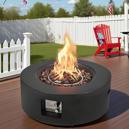 Miniatura 33 de ECOTOUGE Mesa de cubierta de tanque de propano, 15.5 pulgadas para mesa de fuego, mesa oculta cilíndrica para exteriores para fogata de gas