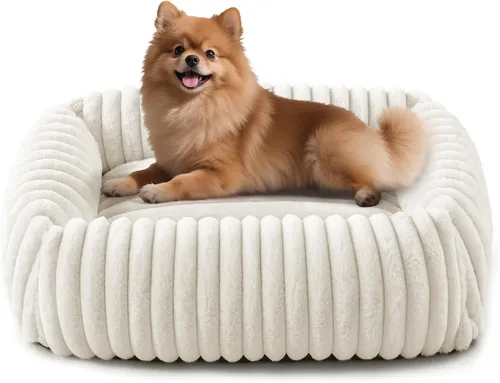Miniatura 18 de FURTIME Cama para perros de tamaño mediano, cama ortopédica lavable para mascotas con funda extraíble, rectangular, suave, relajante, para Beige