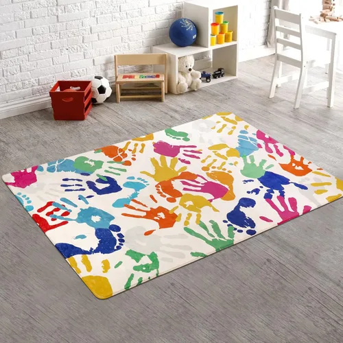 Miniatura 13 de STARUIA Alfombra de Área Colorida, Alfombra de Aula de 5'x7' para Niños, Alfombras Lavables con Salpicaduras de Pintura para Sala de Juegos, Tinta