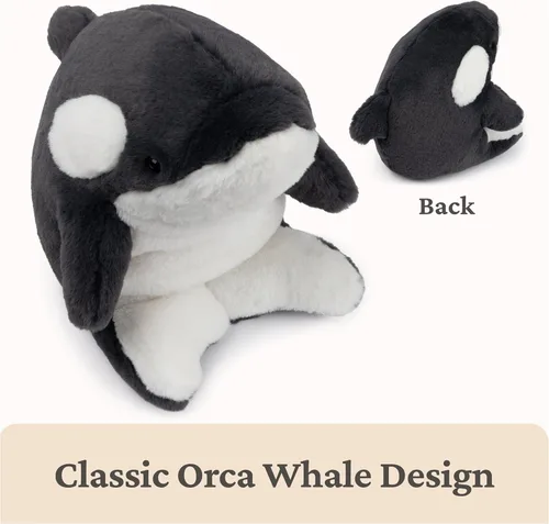 Miniatura 3 de GUND Flynn Orca Ballena de peluche, animal de peluche prémium de ballena para edades de 1 año en adelante, negro/blanco, 10 pulgadas