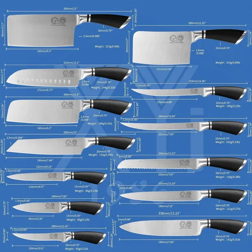 Miniatura 2 de XYJ Cuchillos auténticos desde 1986,Juego profesional de cuchillos de chef con bolsa, cuchillo de carnicero para bolsa de corte de carne Mitado Negro
