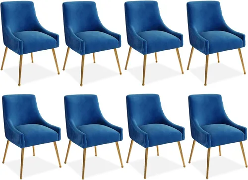 Miniatura 33 de Juego de 2 sillas de comedor, modernas sillas tapizadas para cocina, comedor con patas doradas, sillas de tela de terciopelo copetudo para sala