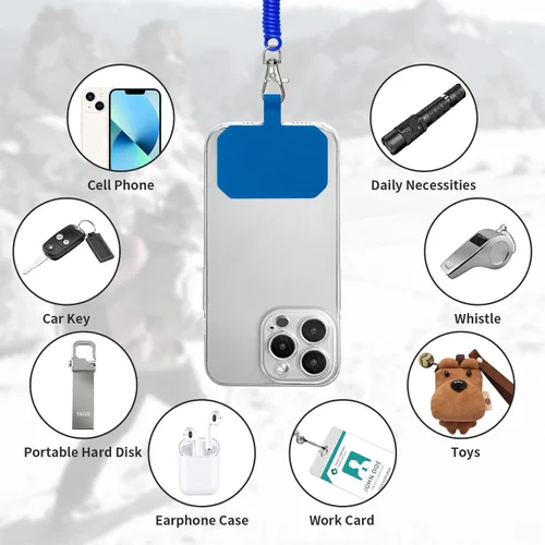 Miniatura 4 de HOTEMIA Cordón de teléfono - Protección antirrobo y caídas para iPhone, la mayoría de teléfonos celulares - Negro y azul Negro+Azul