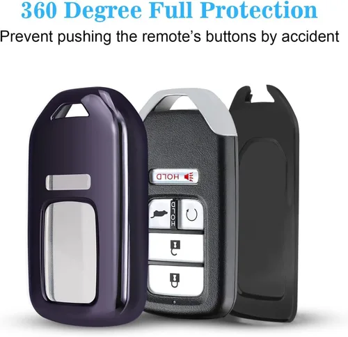 Miniatura 4 de QBUC Funda para llavero Honda con llavero, TPU suave, protección completa, compatible con Honda Accord Civic CRV HRV Pilot Odyssey Passport Smart