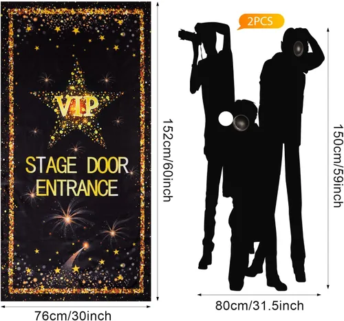Miniatura 2 de Buryeah 13 piezas de fondo de fotografía con temática de película y accesorios de estudio, kit de bricolaje VIP para puerta de escenario, puerta