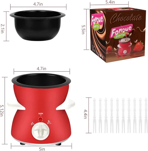 Miniatura 2 de Juego de ollas para fondue, mini juego de macetas eléctricas para fundir queso de chocolate, máquina de fondue de chocolate con tenedores