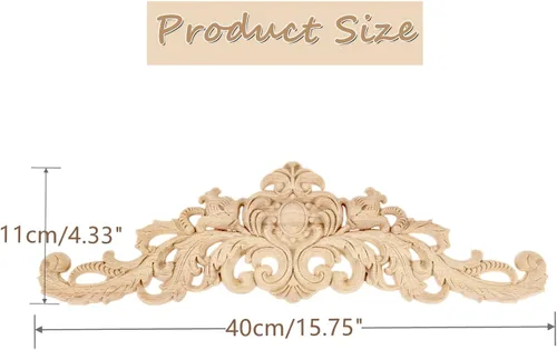 Miniatura 2 de MUXSAM Onlays largos de madera tallada, 1 paquete de calcomanías decorativas sin pintar para pared, puerta, armario, armario, tocador, mantel