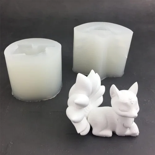 Miniatura 7 de Molde de resina epoxi con forma de zorros de nueve colas, antiadherente, vela perfumada, molde de silicona, manualidades de yeso, herramienta