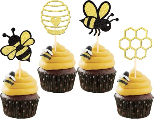 Miniatura 10 de 30 piezas de adornos para cupcakes de abejorro, pequeñas figuritas de resina, adornos para pasteles de abeja, Oh Babee, decoraciones para pasteles