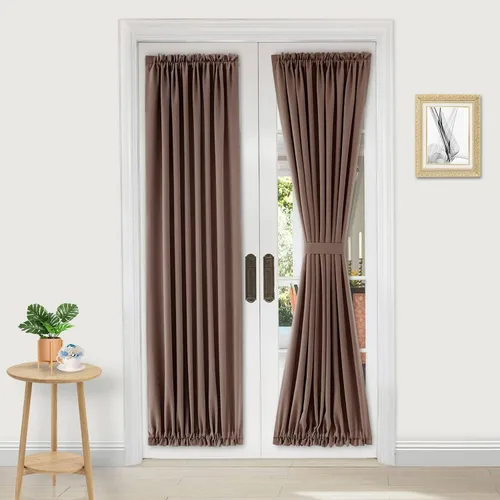 Miniatura 72 de DWCN Cortinas para puerta francesa: cortina térmica con bolsillo para barra para puertas con ventana de vidrio, puertas de cocina y patio