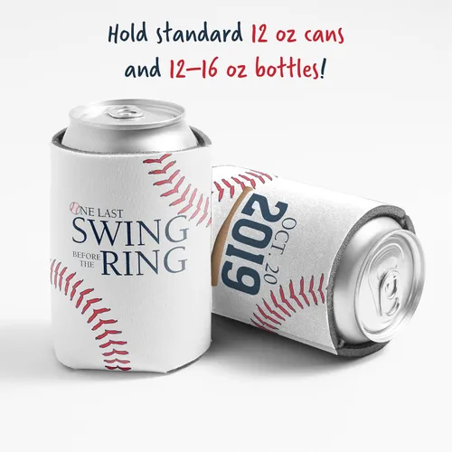 Miniatura 5 de VictoryStore Enfriadores de latas personalizados para despedida de soltero de béisbol, un último columpio antes del anillo, juego de 6 fundas