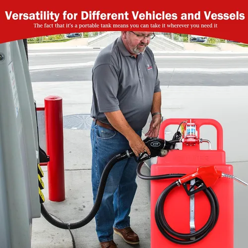 Miniatura 7 de Tanque portátil de combustible diésel de 32 galones con bomba de transferencia eléctrica de 12 V 12 GPM, boquilla de combustible automático