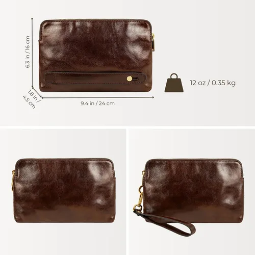 Miniatura 3 de Time Resistance Bolso de mano de cuero para hombre - Bolsa organizadora para hombres - Bolso de muñeca - Maletín hecho a mano en Italia - Caja