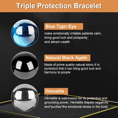 Miniatura 26 de Triple Protection Bracelet, CARPDIM Evil Eye bracelet and Black Obsidian evil eye Beads Bracelet for Men Women Healing Bracelets Bring Good Luck