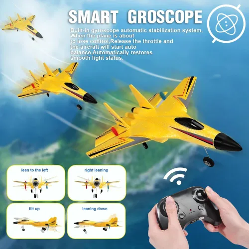 Miniatura 3 de SU-27 Avión RC de 2.4 GHz, avión de control remoto de 2 canales con luces nocturnas giroscopio y 2 baterías, fácil de volar para adultos, Su27