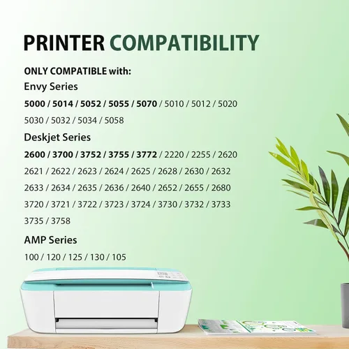 Miniatura 2 de 65XL 65 Cartuchos de tinta negro/color Combo Pack DeskJet 3755 Envy 5055 Compatible Reemplazo para HP 65XL Negro y color para HP DeskJet 3772 3752