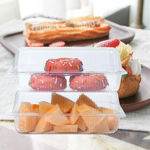 Miniatura 6 de MANSHU 100 recipientes de plástico transparente para llevar, recipiente desechable de postre con tapa, para ensaladas, pasta, sándwiches