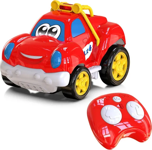Miniatura 10 de AEROQUEST Coche de Policía a Control Remoto Camión Coches de Juguete para Niños Pequeños 1-3 con Sirenas y Luces Intermitentes Vehículo de Camión