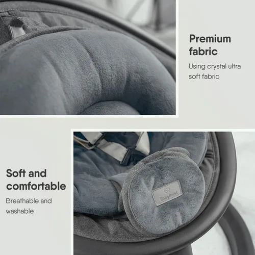 Miniatura 4 de Columpio para bebés BabyBond para bebés, columpio Bluetooth con altavoz de música, 3 posiciones de asiento, cinturón de arnés de 5 puntos, 5
