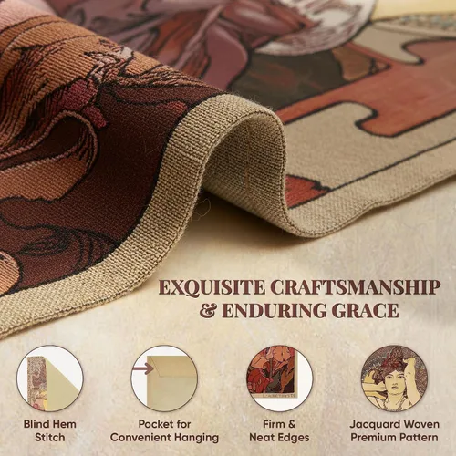 Miniatura 3 de Charlotte Home Furnishings Inc - Tapiz belga de primera calidad con piedra de amatista Mucha para colgar en la pared, 67 x 28 pulgadas, mezcla