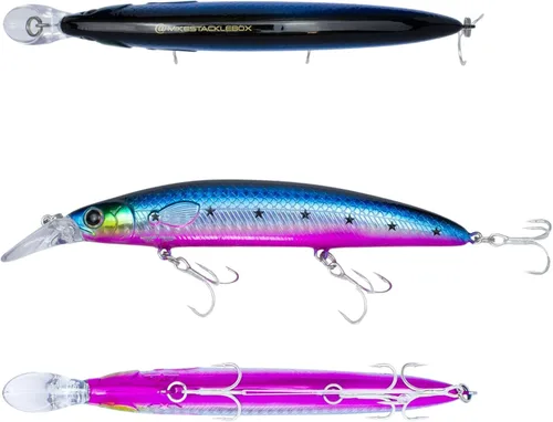 Miniatura 10 de Battlestar 115 Jerkbait–Flotación Lenta, Lanzamiento Largo, Señuelo de Pesca de Acción Realista para Agua Salada y Agua Dulce – Ideal para Fletán