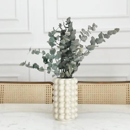 Miniatura 4 de Florero de burbujas, florero de cerámica beige para decoración bohemia, jarrones de cerámica para decoración moderna del hogar, jarrones decorativos