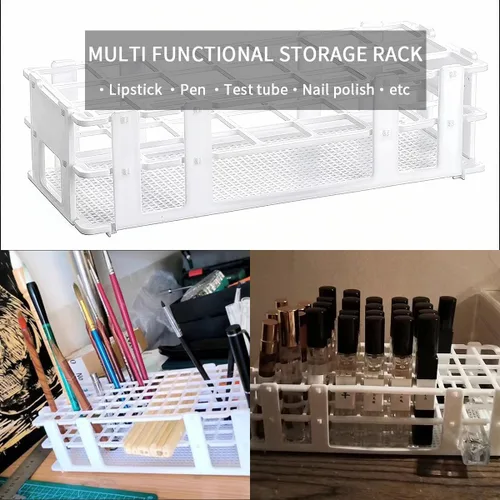 Miniatura 2 de Paquete de 2 soportes para lápices labiales de 24 rejillas, soporte multifuncional para almacenamiento de artículos de papelería cosmética, estuche
