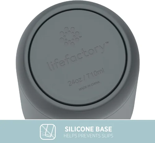 Miniatura 7 de Lifefactory Botella deportiva aislada al vacío de acero inoxidable con tapa de pajita, 24 onzas, carbono