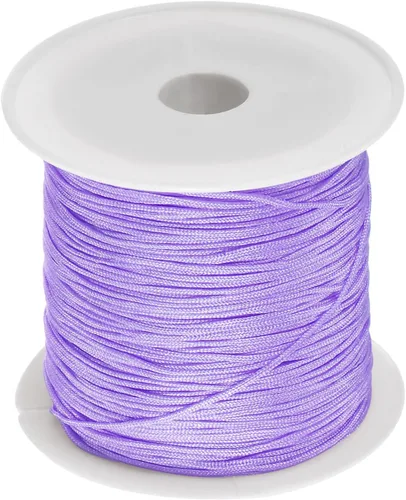 Miniatura 17 de HARFINGTON 1 rollo de hilo de nailon para nudar de 0.024 in, 50 yardas de nailon trenzado para manualidades, cuerda de satén para pulsera, collar