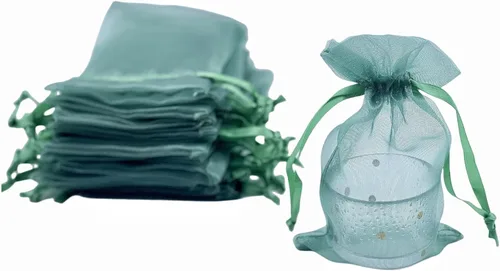 Miniatura 13 de QIANF 20 bolsas de regalo de organza transparente lavanda de 4 x 6 pulgadas con cordón, bolsas de golosinas, bolsa de malla para joyas, bolsa