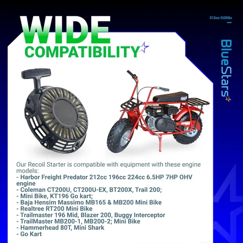 Miniatura 5 de BlueStars 212 Ct200u Arrancador de retroceso de arranque – Compatible con Predator 212 196cc 212cc 224cc 6.5HP 7HP OHV Engine Coleman CT200U BT200X