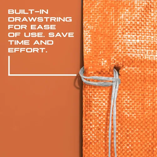 Miniatura 3 de (No fabricadas en China) Bolsas de arena resistentes para inundaciones, bolsas de arena vacías con cuerdas de amarre, protección UV 1600 horas, Verde