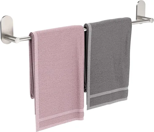 Barra de Toalla Autoadhesiva para Baño de 24 Pulgadas, Acero Inoxidable y Aleación de Zinc, Sin Taladro, Toallero de Gran Resistencia, Soporte de