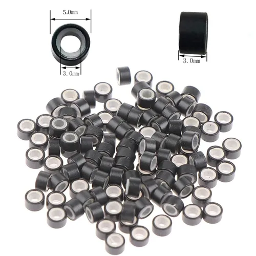 Miniatura 2 de 500 anillos de silicona con microeslabones de 0.197 in para extensiones de cabello, herramientas de microenlaces de aluminio para extensiones