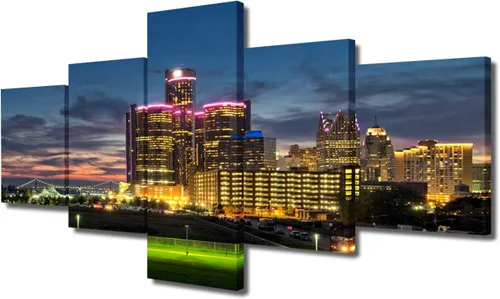 Miniatura 110 de TUMOVO Fotos en lienzo de Estados Unidos, Cincinnati, Ohio, Skyline at Dusk para tu sala de estar, impresiones de paisaje urbano de rascacielos