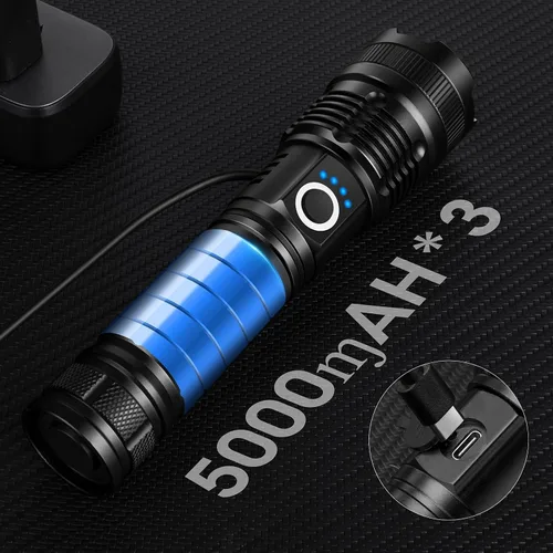 Miniatura 5 de KINGCAESAR Paquete de 3 linternas de 90,000 lúmenes altos, linterna recargable súper brillante con 5 modos de luz, IPX7 impermeable potente luz LED