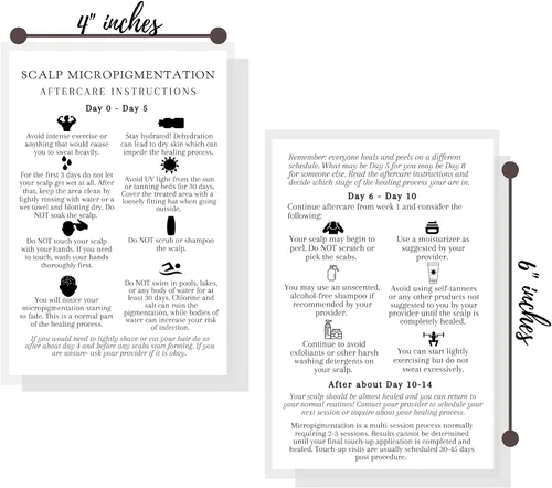 Miniatura 4 de Tarjetas de instrucciones de cuidado posterior de micropigmentación del cuero cabelludo para clientes 30 paquetes para maquillaje permanente