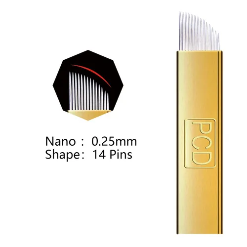 Miniatura 2 de PCD S14 - Agujas Mircoblading para cejas, 30 unidades, agujas desechables de maquillaje permanente, manual de tatuaje, hoja de arco, 14 pines en PCD