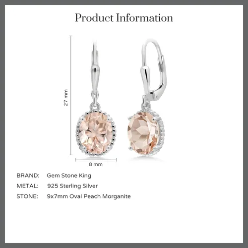 Miniatura 36 de Gem Stone King Aretes colgantes de gota para mujer, plata de ley 925, piedra natal ovalada de 0.354 x 0.276 in, joyería fina, regalos para ella