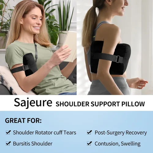 Miniatura 5 de Almohada de puño rotador para dormir con correas ajustables, almohada para aliviar el dolor de hombro para dormir de lado, cojín de brazo después