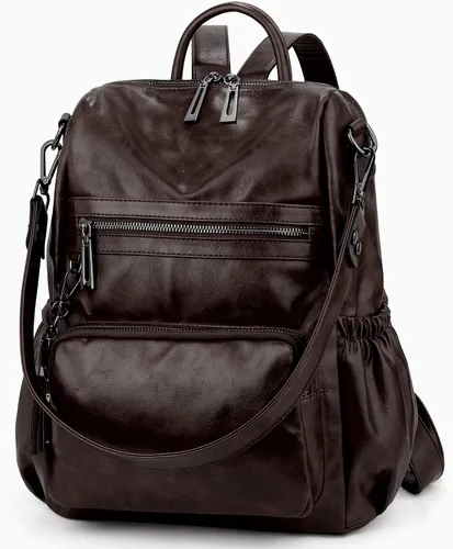 Miniatura 5 de UTO Mochila de cuero vegano para mujer, diseño de moda, convertible con borla, para viajes, con borla