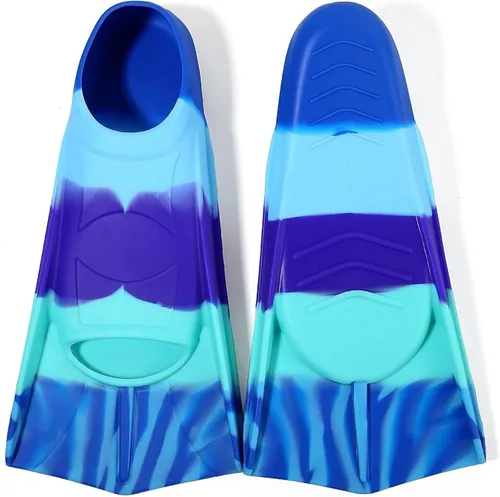 Miniatura 6 de Aletas de natación para niños, aletas cortas para niños y jóvenes, aletas de natación para entrenamiento de natación para niños, niñas, niños Azul