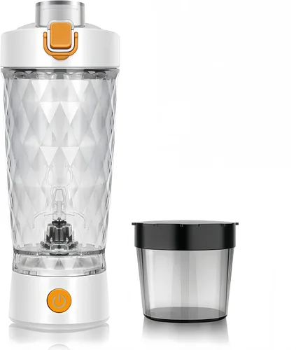 Miniatura 8 de Taza de agitación eléctrica con caja de polvo Botella de batido de proteínas Taza deportiva portátil Taza ligera de gran capacidad (negro)