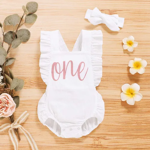 Miniatura 75 de Shalofer Traje de primer cumpleaños para bebé niña con diadema