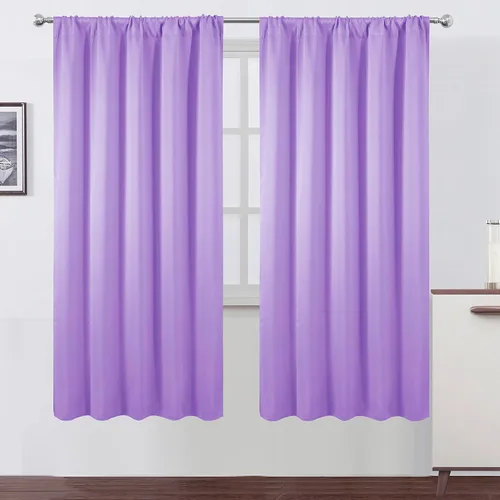 Miniatura 115 de LEMOMO Cortinas opacas negras para cocina, 42 x 45 pulgadas, juego de 2 paneles de cortinas opacas con bolsillo para cortinero para ventana pequeña