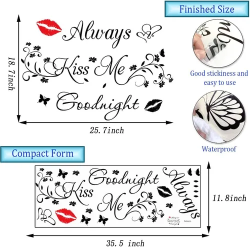 Miniatura 7 de Aeways Kiss Me Goodnight - Calcomanías de pared para decoración del hogar